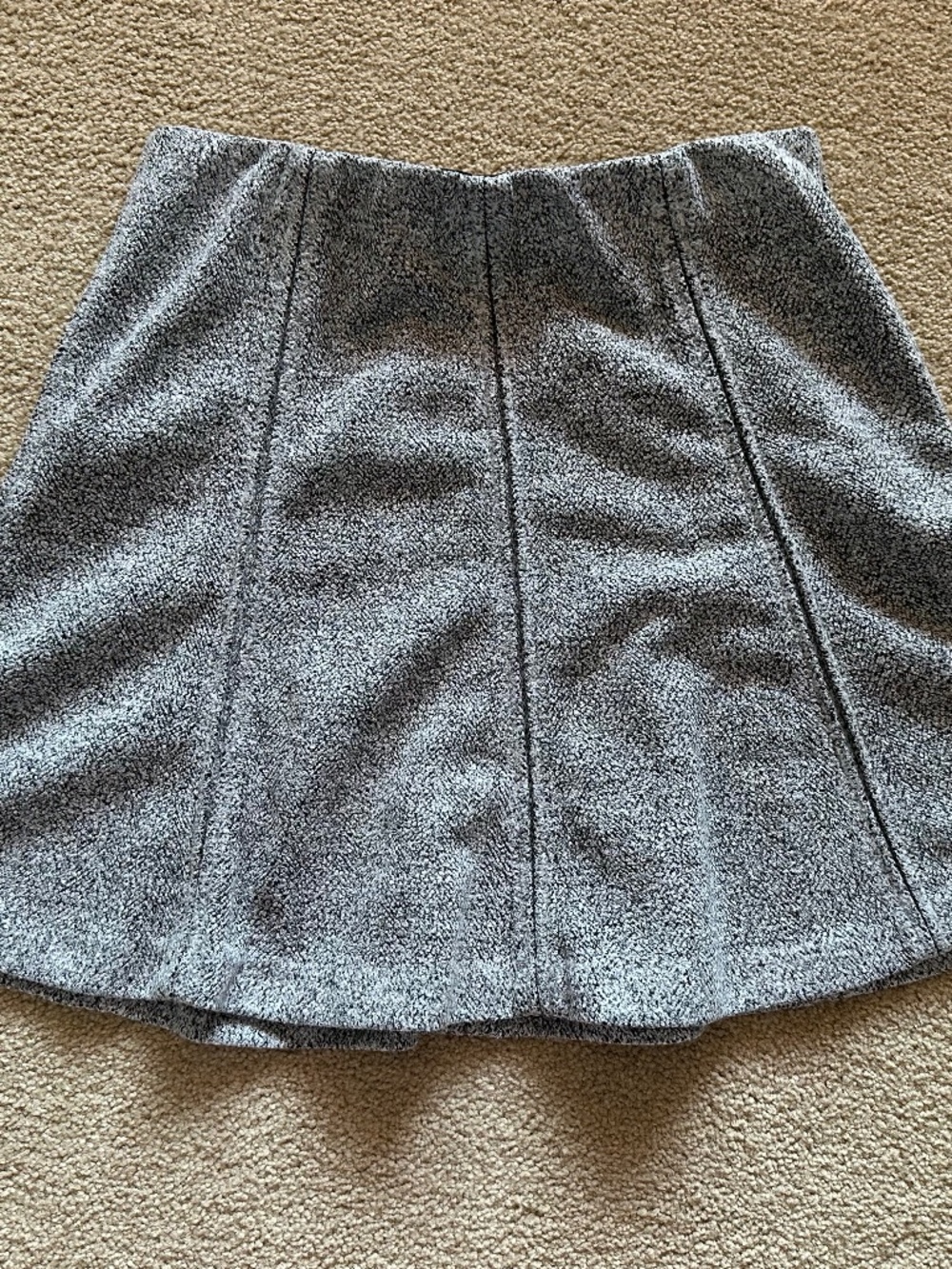 LOFT skirt, circle/skater, grey flannel pattern, Small